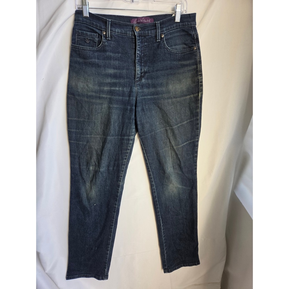 Gloria Vanderbilt Amanda Jeans Womens Blue Dark Wash Slim High Straight